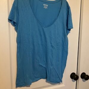 PINK Victoria's Secret Blue V Neck Short Sleeve Top